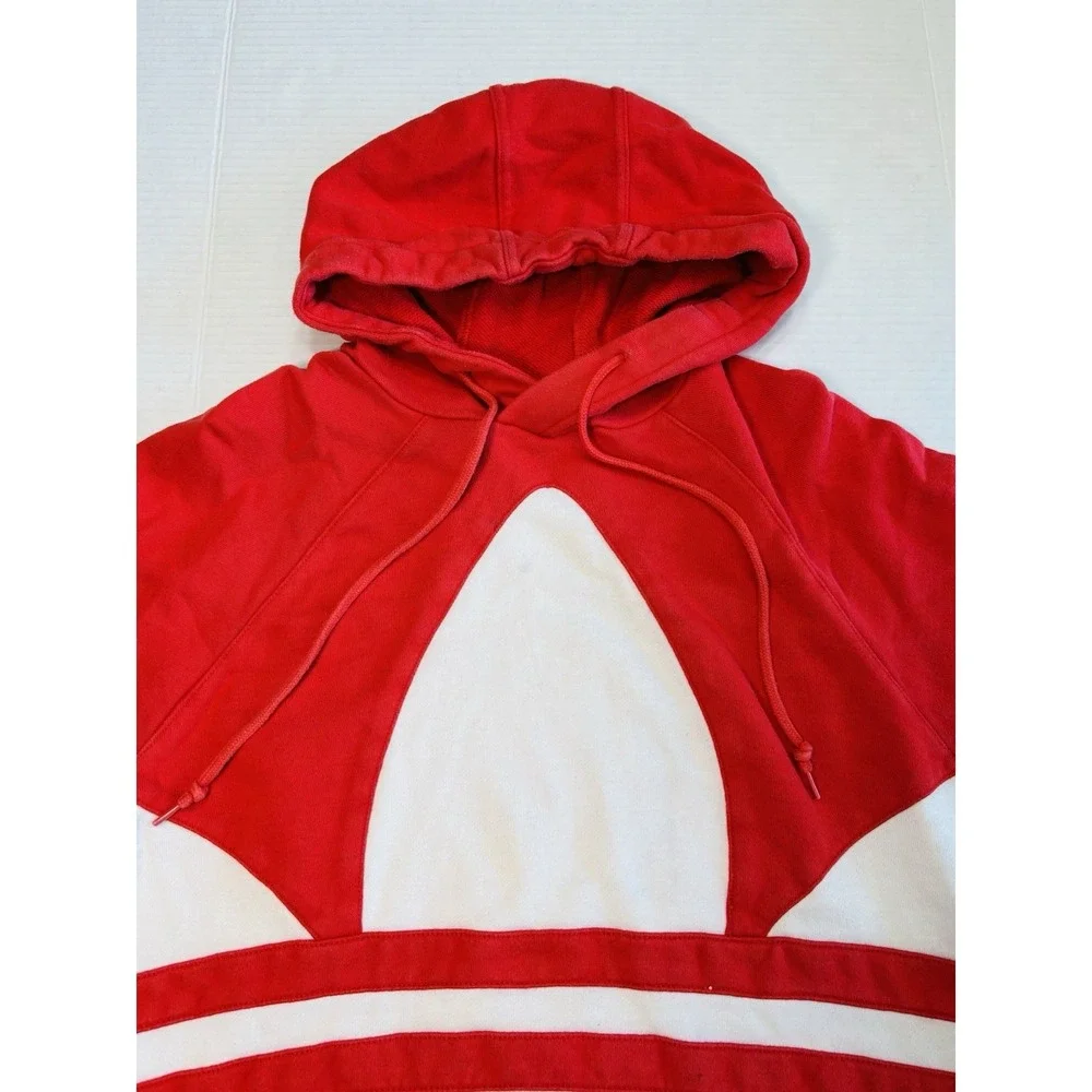 Adidas Originals Trefoil Hoodie Red White Oversized Logo Mens‎ Small S